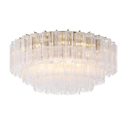 Crystorama Lighting Group Addis 16 Light 32" Wide Flush Mount Drum Ceiling Fixture with Clear Tronchi Glass Shade