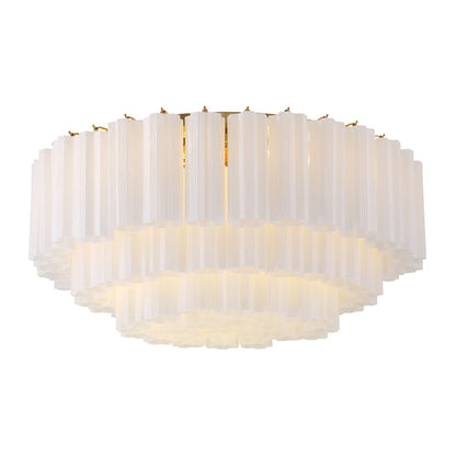Crystorama Lighting Group Addis 16 Light 32" Wide Flush Mount Drum Ceiling Fixture with Frosted Tronchi Glass Shade
