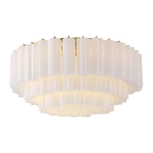 Crystorama Lighting Group Addis 16 Light 32" Wide Flush Mount Drum Ceiling Fixture with Frosted Tronchi Glass Shade