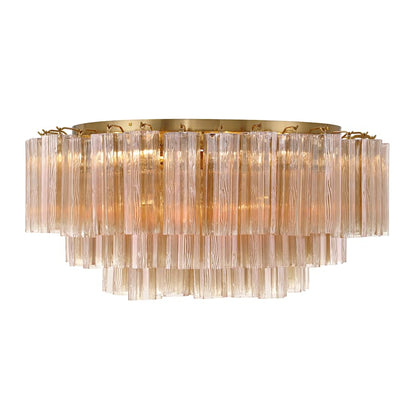 Crystorama Lighting Group Addis 16 Light 32" Wide Flush Mount Drum Ceiling Fixture with Amber Tronchi Glass Shade