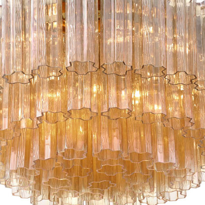 Crystorama Lighting Group Addis 16 Light 32" Wide Flush Mount Drum Ceiling Fixture with Amber Tronchi Glass Shade