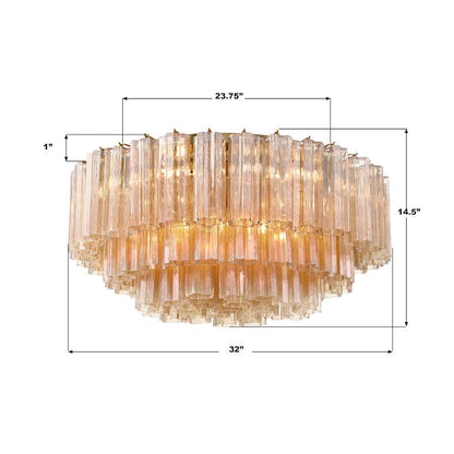 Crystorama Lighting Group Addis 16 Light 32" Wide Flush Mount Drum Ceiling Fixture with Amber Tronchi Glass Shade