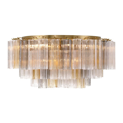 Crystorama Lighting Group Addis 16 Light 32" Wide Flush Mount Drum Ceiling Fixture with Autumn Tronchi Glass Shade