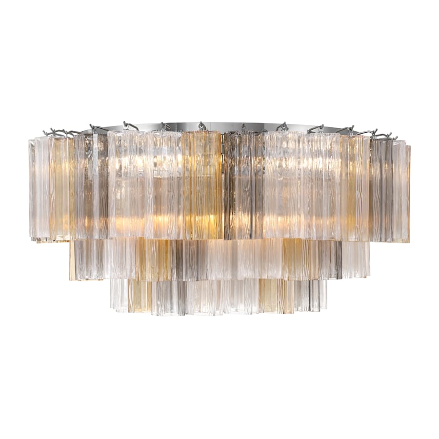 Crystorama Lighting Group Addis 16 Light 32" Wide Flush Mount Drum Ceiling Fixture with Autumn Tronchi Glass Shade