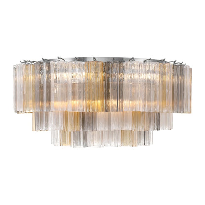 Crystorama Lighting Group Addis 16 Light 32" Wide Flush Mount Drum Ceiling Fixture with Autumn Tronchi Glass Shade