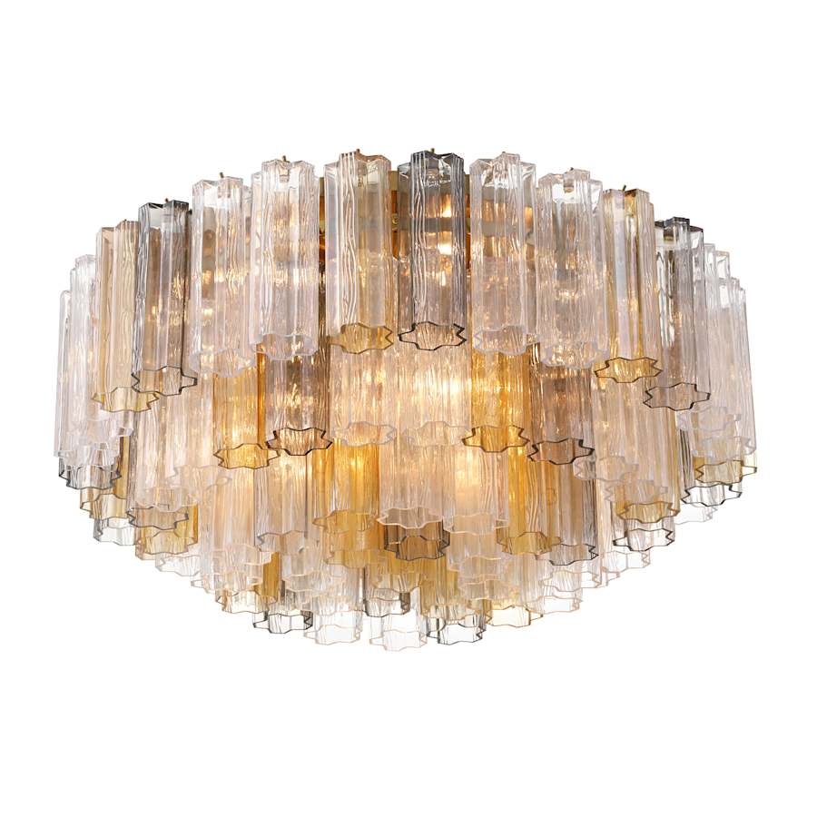 Crystorama Lighting Group Addis 16 Light 32" Wide Flush Mount Drum Ceiling Fixture with Autumn Tronchi Glass Shade