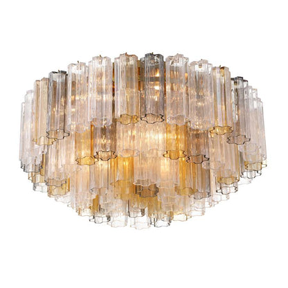 Crystorama Lighting Group Addis 16 Light 32" Wide Flush Mount Drum Ceiling Fixture with Autumn Tronchi Glass Shade