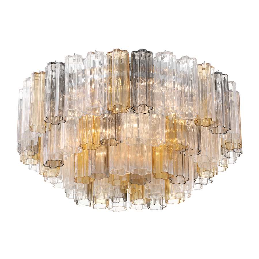 Crystorama Lighting Group Addis 16 Light 32" Wide Flush Mount Drum Ceiling Fixture with Autumn Tronchi Glass Shade