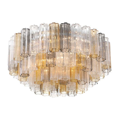 Crystorama Lighting Group Addis 16 Light 32" Wide Flush Mount Drum Ceiling Fixture with Autumn Tronchi Glass Shade