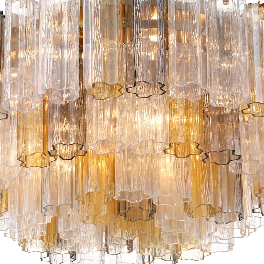 Crystorama Lighting Group Addis 16 Light 32" Wide Flush Mount Drum Ceiling Fixture with Autumn Tronchi Glass Shade