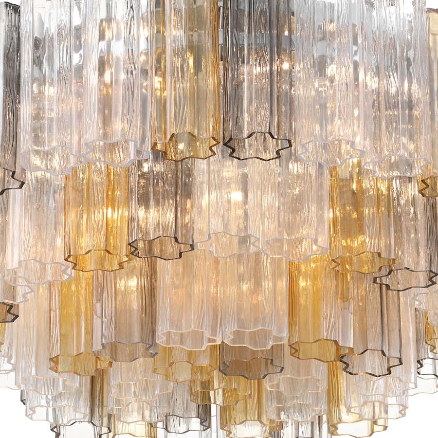Crystorama Lighting Group Addis 16 Light 32" Wide Flush Mount Drum Ceiling Fixture with Autumn Tronchi Glass Shade