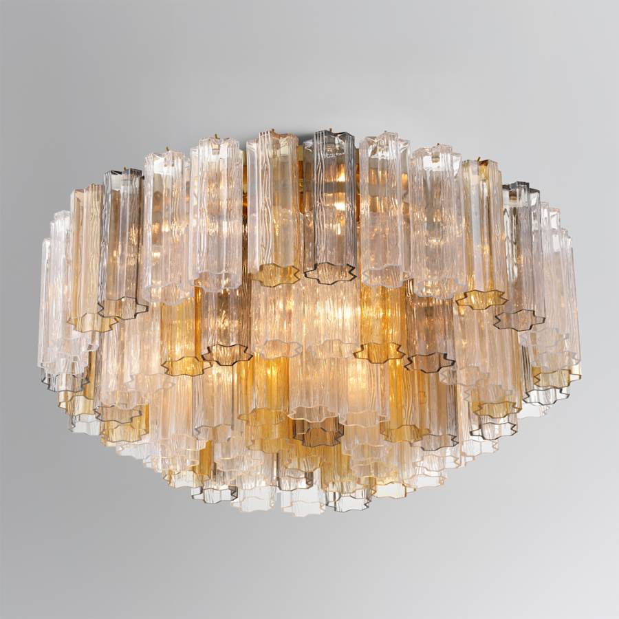 Crystorama Lighting Group Addis 16 Light 32" Wide Flush Mount Drum Ceiling Fixture with Autumn Tronchi Glass Shade