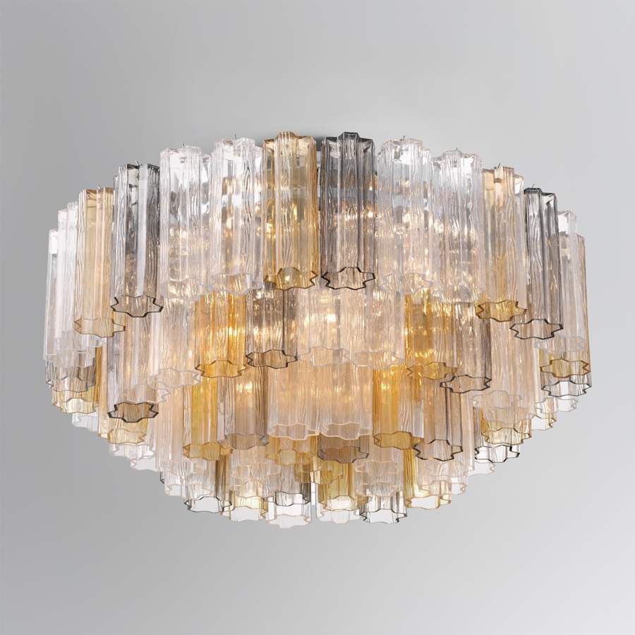 Crystorama Lighting Group Addis 16 Light 32" Wide Flush Mount Drum Ceiling Fixture with Autumn Tronchi Glass Shade