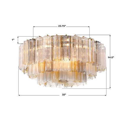 Crystorama Lighting Group Addis 16 Light 32" Wide Flush Mount Drum Ceiling Fixture with Autumn Tronchi Glass Shade