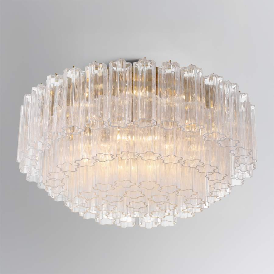 Crystorama Lighting Group Addis 16 Light 32" Wide Flush Mount Drum Ceiling Fixture with Clear Tronchi Glass Shade