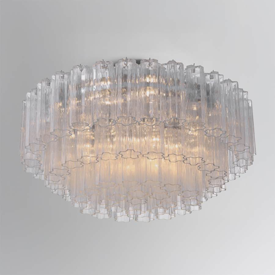 Crystorama Lighting Group Addis 16 Light 32" Wide Flush Mount Drum Ceiling Fixture with Clear Tronchi Glass Shade