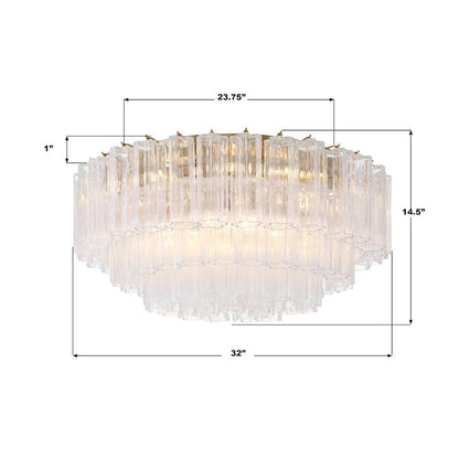 Crystorama Lighting Group Addis 16 Light 32" Wide Flush Mount Drum Ceiling Fixture with Clear Tronchi Glass Shade