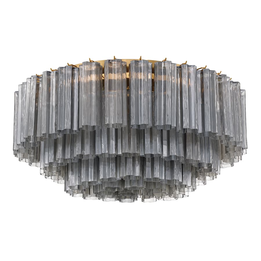 Crystorama Lighting Group Addis 16 Light 32" Wide Flush Mount Ceiling Fixture with Smoke Tronchi Glass