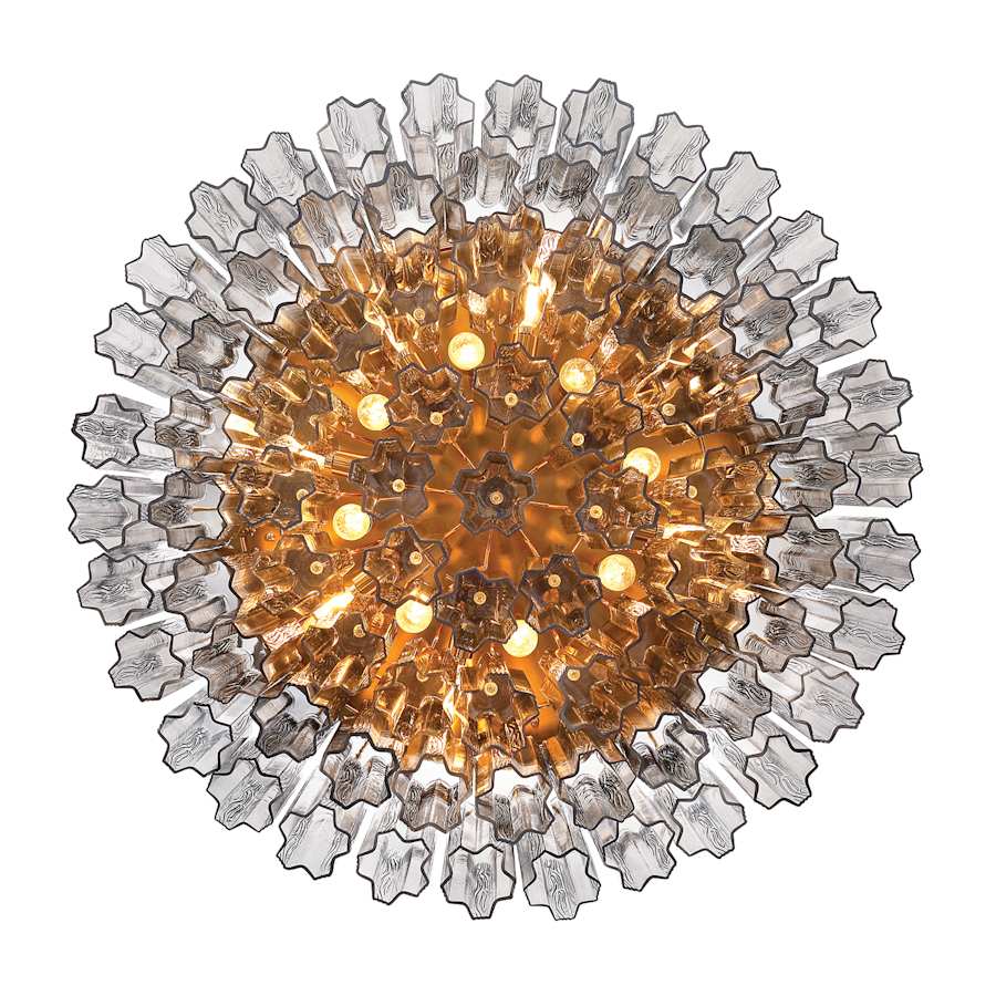 Crystorama Lighting Group Addis 16 Light 32" Wide Flush Mount Ceiling Fixture with Smoke Tronchi Glass