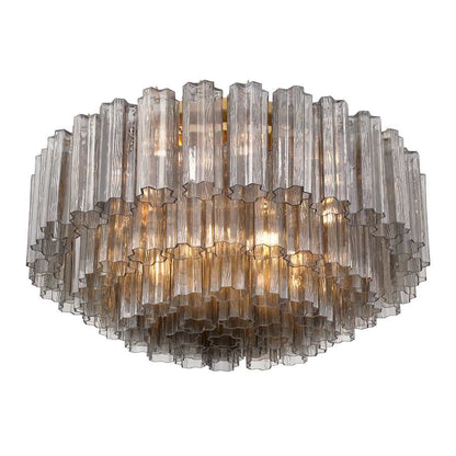 Crystorama Lighting Group Addis 16 Light 32" Wide Flush Mount Ceiling Fixture with Smoke Tronchi Glass