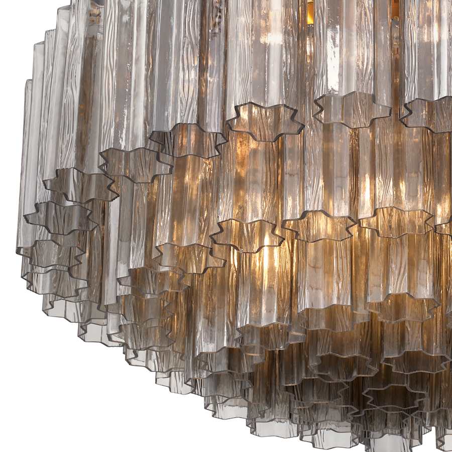 Crystorama Lighting Group Addis 16 Light 32" Wide Flush Mount Ceiling Fixture with Smoke Tronchi Glass