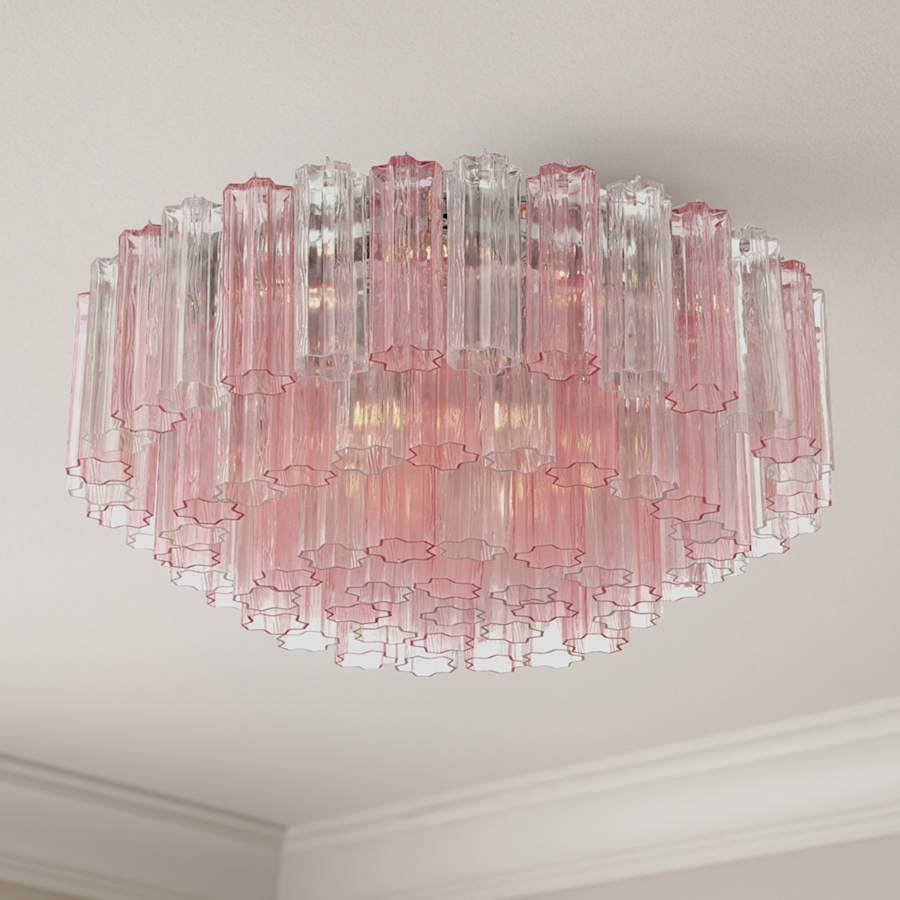 Crystorama Lighting Group Addis 16 Light 32" Wide Flush Mount Ceiling Fixture with Spring Tronchi Glass