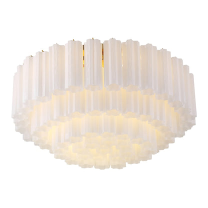 Crystorama Lighting Group Addis 16 Light 32" Wide Flush Mount Drum Ceiling Fixture with Frosted Tronchi Glass Shade