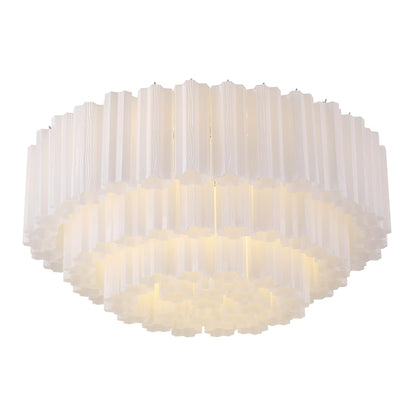 Crystorama Lighting Group Addis 16 Light 32" Wide Flush Mount Drum Ceiling Fixture with Frosted Tronchi Glass Shade