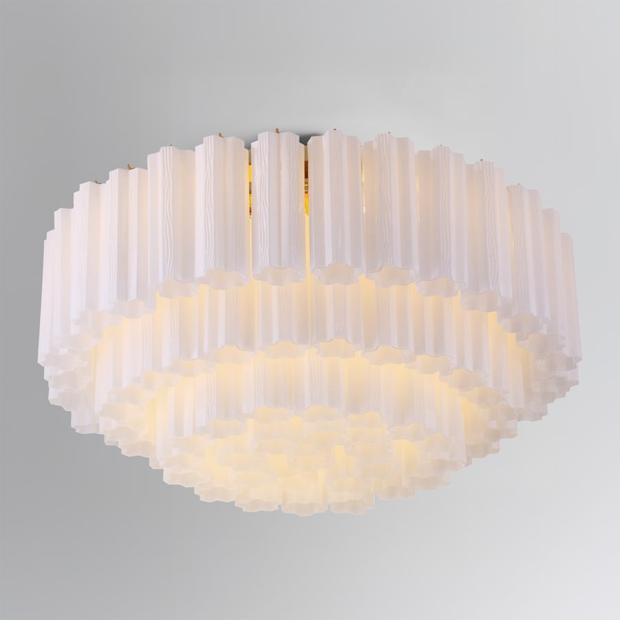 Crystorama Lighting Group Addis 16 Light 32" Wide Flush Mount Drum Ceiling Fixture with Frosted Tronchi Glass Shade