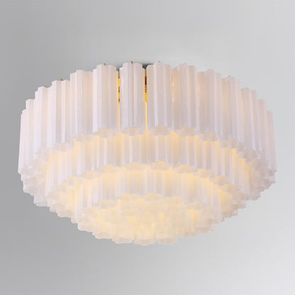 Crystorama Lighting Group Addis 16 Light 32" Wide Flush Mount Drum Ceiling Fixture with Frosted Tronchi Glass Shade