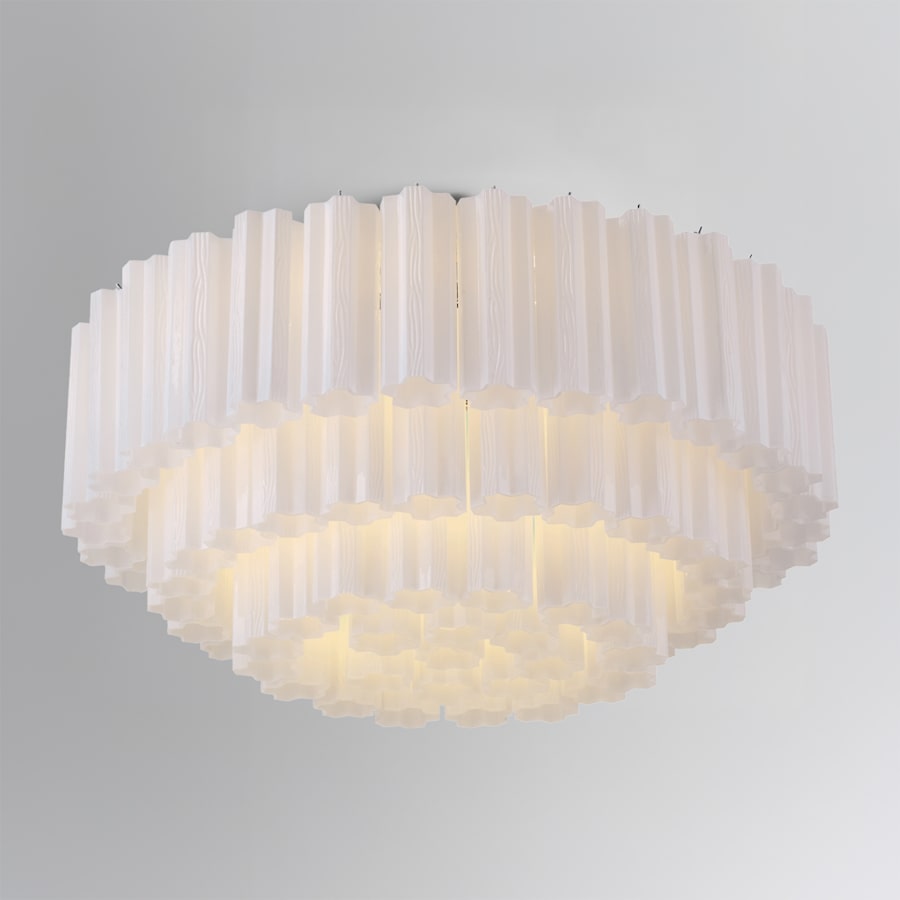 Crystorama Lighting Group Addis 16 Light 32" Wide Flush Mount Drum Ceiling Fixture with Frosted Tronchi Glass Shade