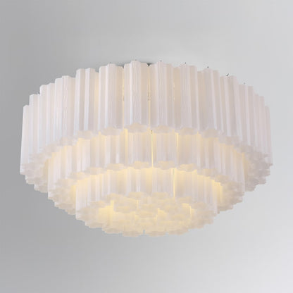 Crystorama Lighting Group Addis 16 Light 32" Wide Flush Mount Drum Ceiling Fixture with Frosted Tronchi Glass Shade