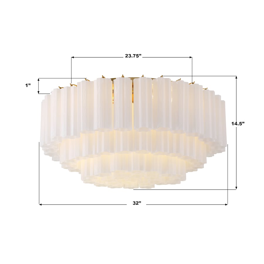 Crystorama Lighting Group Addis 16 Light 32" Wide Flush Mount Drum Ceiling Fixture with Frosted Tronchi Glass Shade