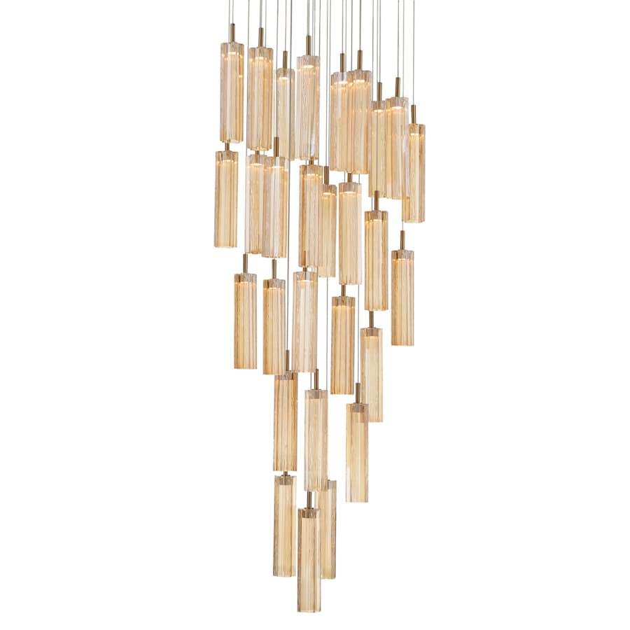 Crystorama Lighting Group Addis 26" Wide Multi Light Pendant with Amber Glass Shades