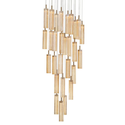Crystorama Lighting Group Addis 26" Wide Multi Light Pendant with Amber Glass Shades