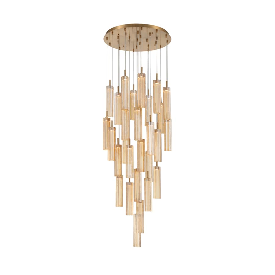 Crystorama Lighting Group Addis 26" Wide Multi Light Pendant with Amber Glass Shades