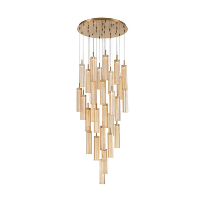 Crystorama Lighting Group Addis 26" Wide Multi Light Pendant with Amber Glass Shades