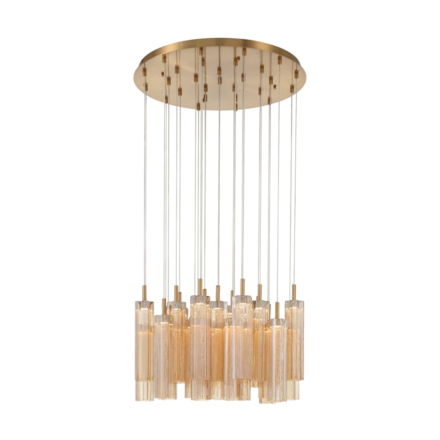 Crystorama Lighting Group Addis 26" Wide Multi Light Pendant with Amber Glass Shades