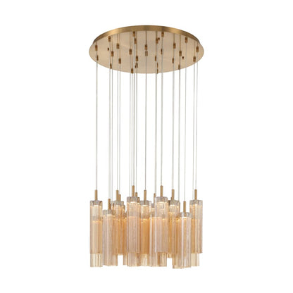 Crystorama Lighting Group Addis 26" Wide Multi Light Pendant with Amber Glass Shades