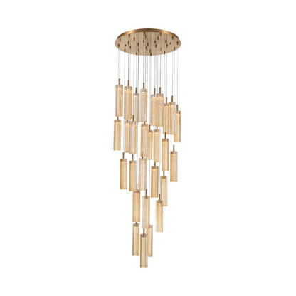 Crystorama Lighting Group Addis 26" Wide Multi Light Pendant with Amber Glass Shades