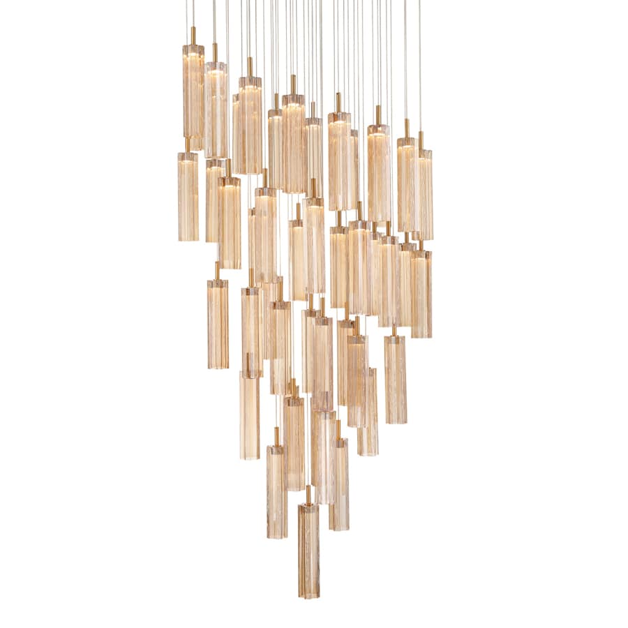 Crystorama Lighting Group Addis 36" Wide Multi Light Pendant with Amber Glass Shades