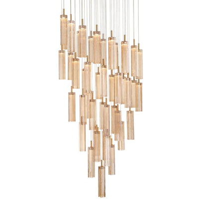 Crystorama Lighting Group Addis 36" Wide Multi Light Pendant with Amber Glass Shades