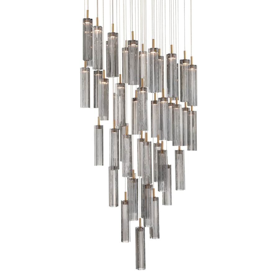 Crystorama Lighting Group Addis 36" Wide Multi Light Pendant with Smoke Glass Shades