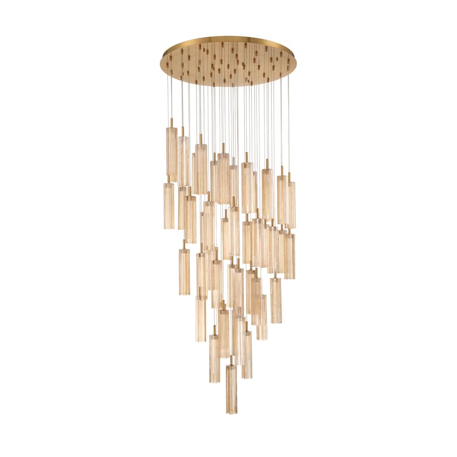 Crystorama Lighting Group Addis 36" Wide Multi Light Pendant with Amber Glass Shades
