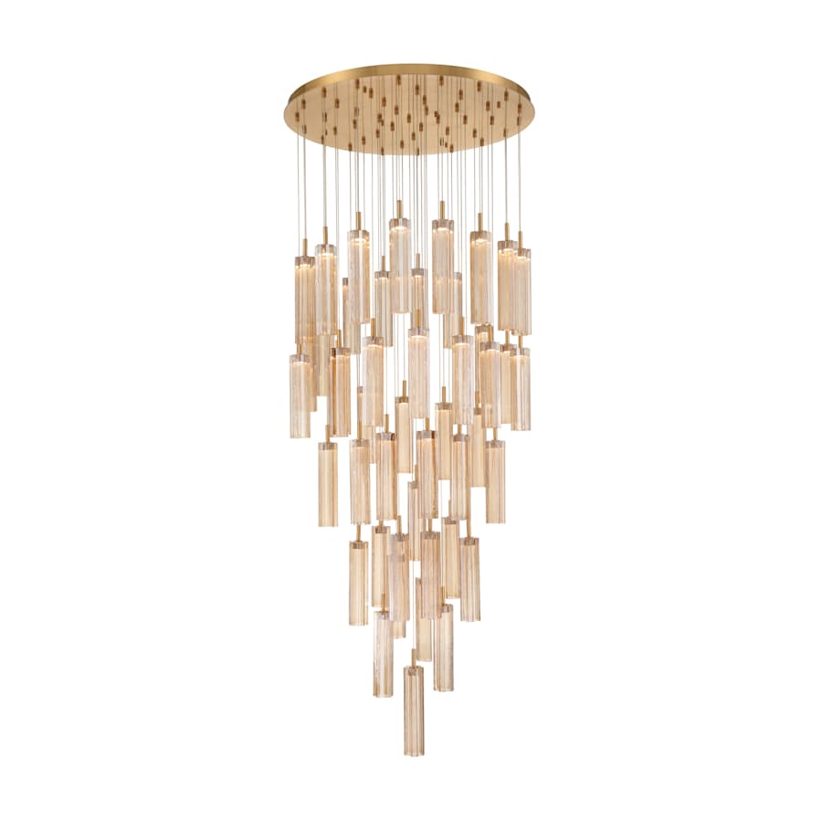 Crystorama Lighting Group Addis 36" Wide Multi Light Pendant with Amber Glass Shades