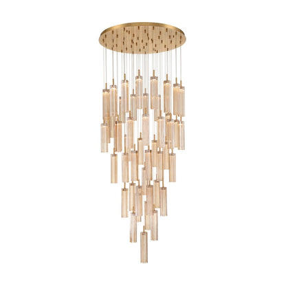 Crystorama Lighting Group Addis 36" Wide Multi Light Pendant with Amber Glass Shades