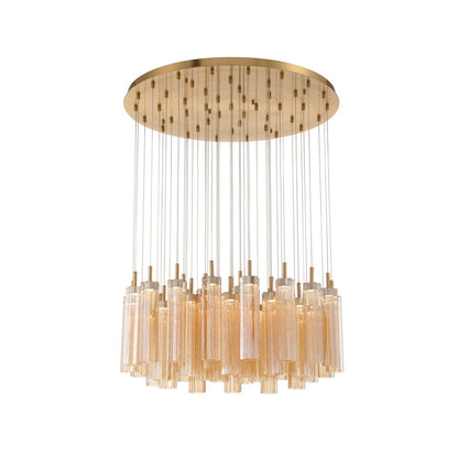 Crystorama Lighting Group Addis 36" Wide Multi Light Pendant with Amber Glass Shades