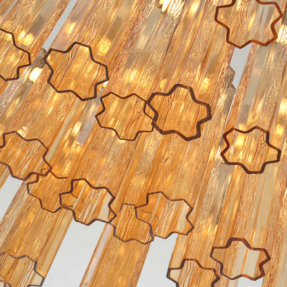 Crystorama Lighting Group Addis 36" Wide Multi Light Pendant with Amber Glass Shades