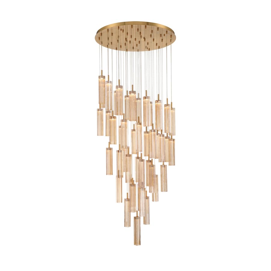 Crystorama Lighting Group Addis 36" Wide Multi Light Pendant with Amber Glass Shades