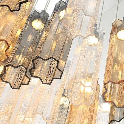 Crystorama Lighting Group Addis 36" Wide Multi Light Pendant with Autumn Glass Shades